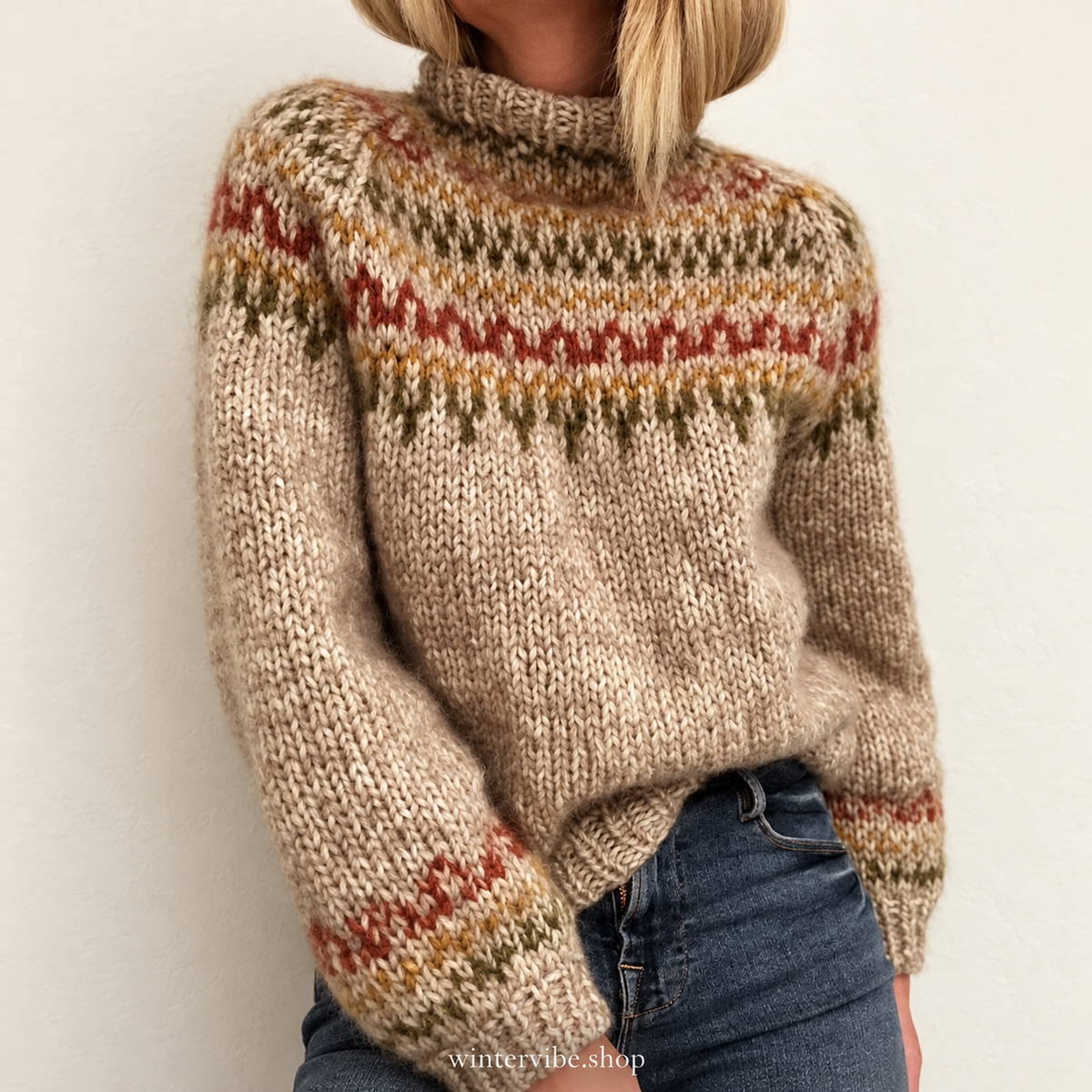 Damen-Strickpullover mit Norwegermuster – Gemütlicher Winterlook