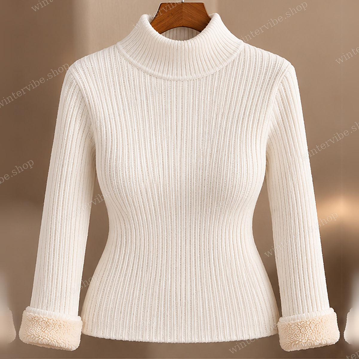 Damen-Rollkragenpullover mit Rippstrick und kuscheligem Innenfutter – Elegant & Warm durch den Winter ❄️🤍