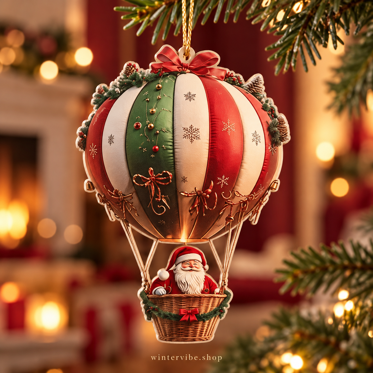 Ein Set mit 10 Stück Weihnachtsmann-Fallschirm-Serie, handgefertigte Holz-Hängeornamente – das perfekte Weihnachtsgeschenk zur Dekoration von Haus und Garten