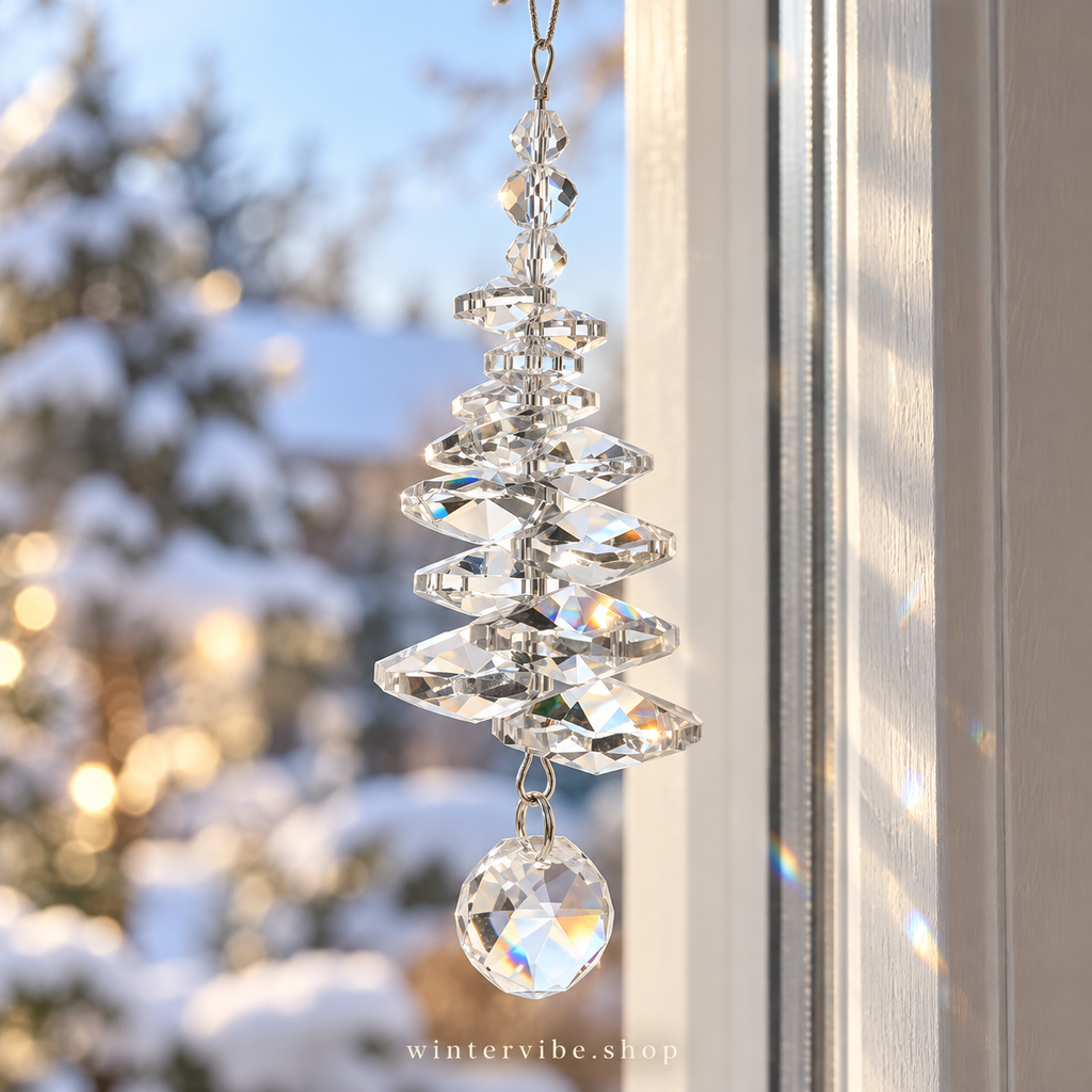 Funkelnde Weihnachtsbaum-Anhänger in Kristalloptik – 6er-Set
