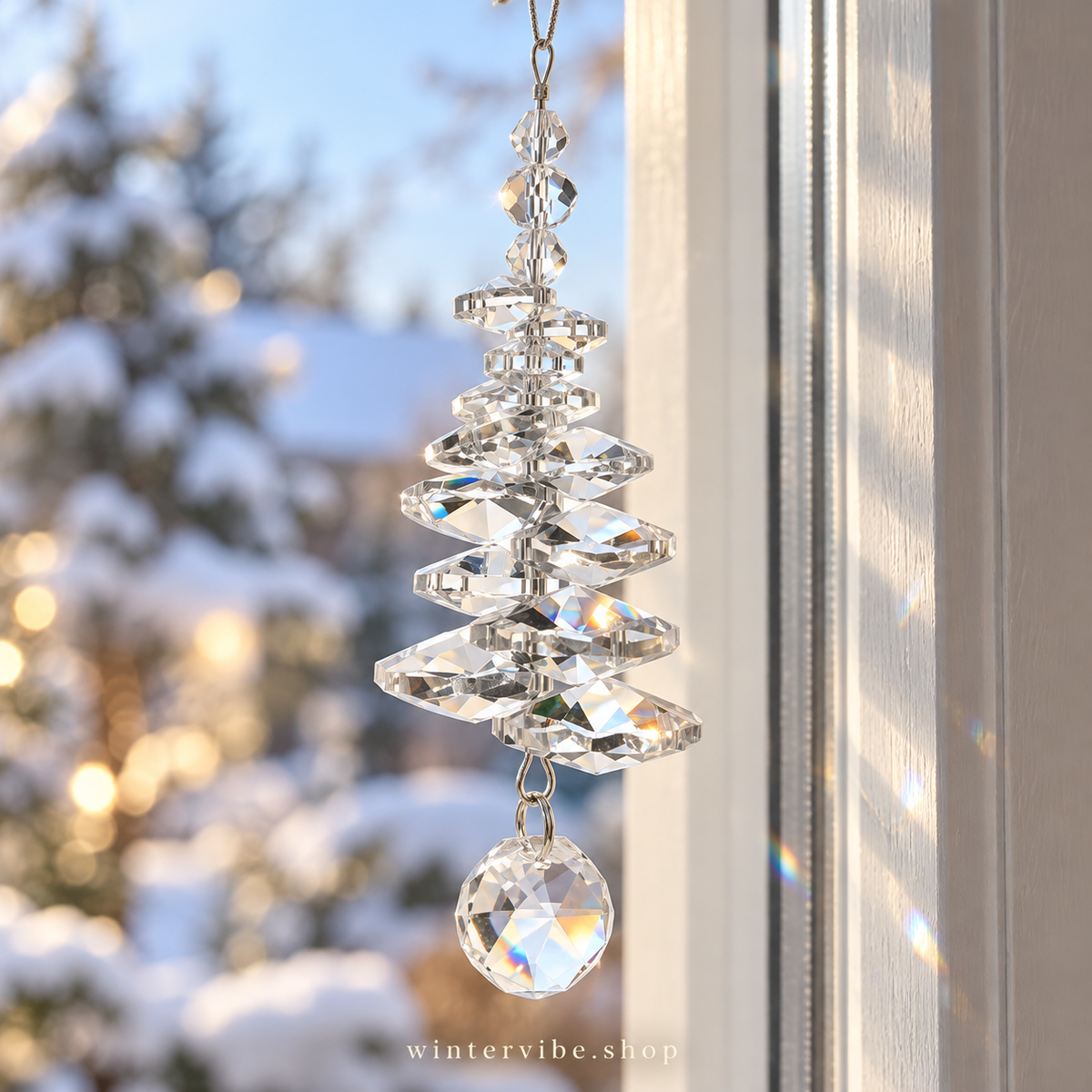 Funkelnde Weihnachtsbaum-Anhänger in Kristalloptik – 6er-Set
