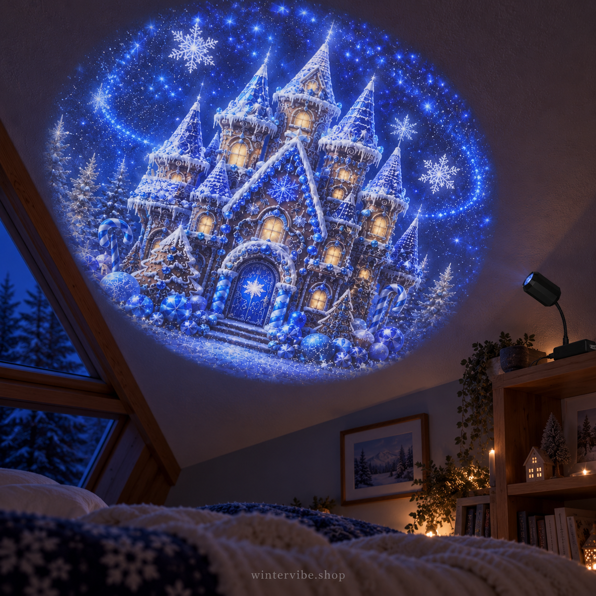 Weihnachtlicher USB-Projektor – 8 festliche Motive für Wand und Decke
