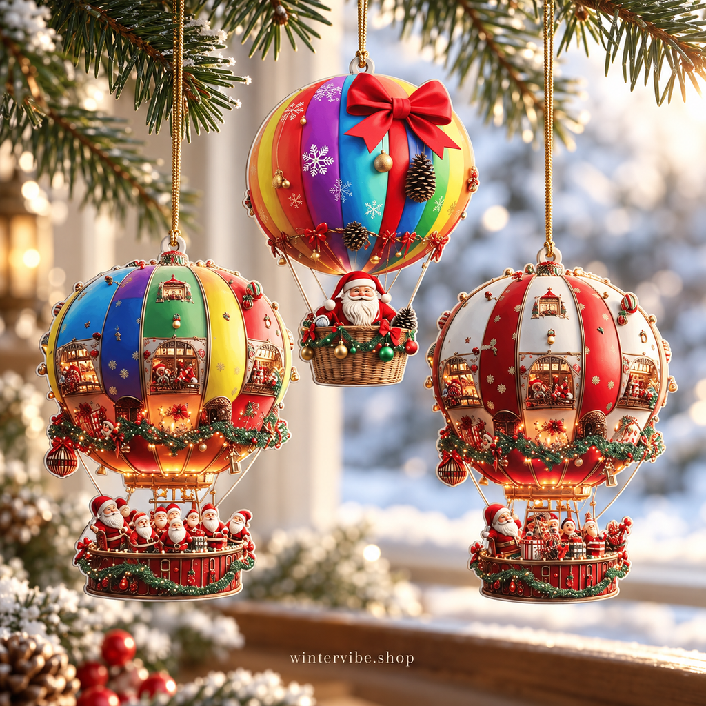 Un lot de 10 décorations de Noël en forme de parachutiste Père Noël, ornements suspendus en bois faits main – le cadeau de Noël idéal pour décorer la maison et le jardin