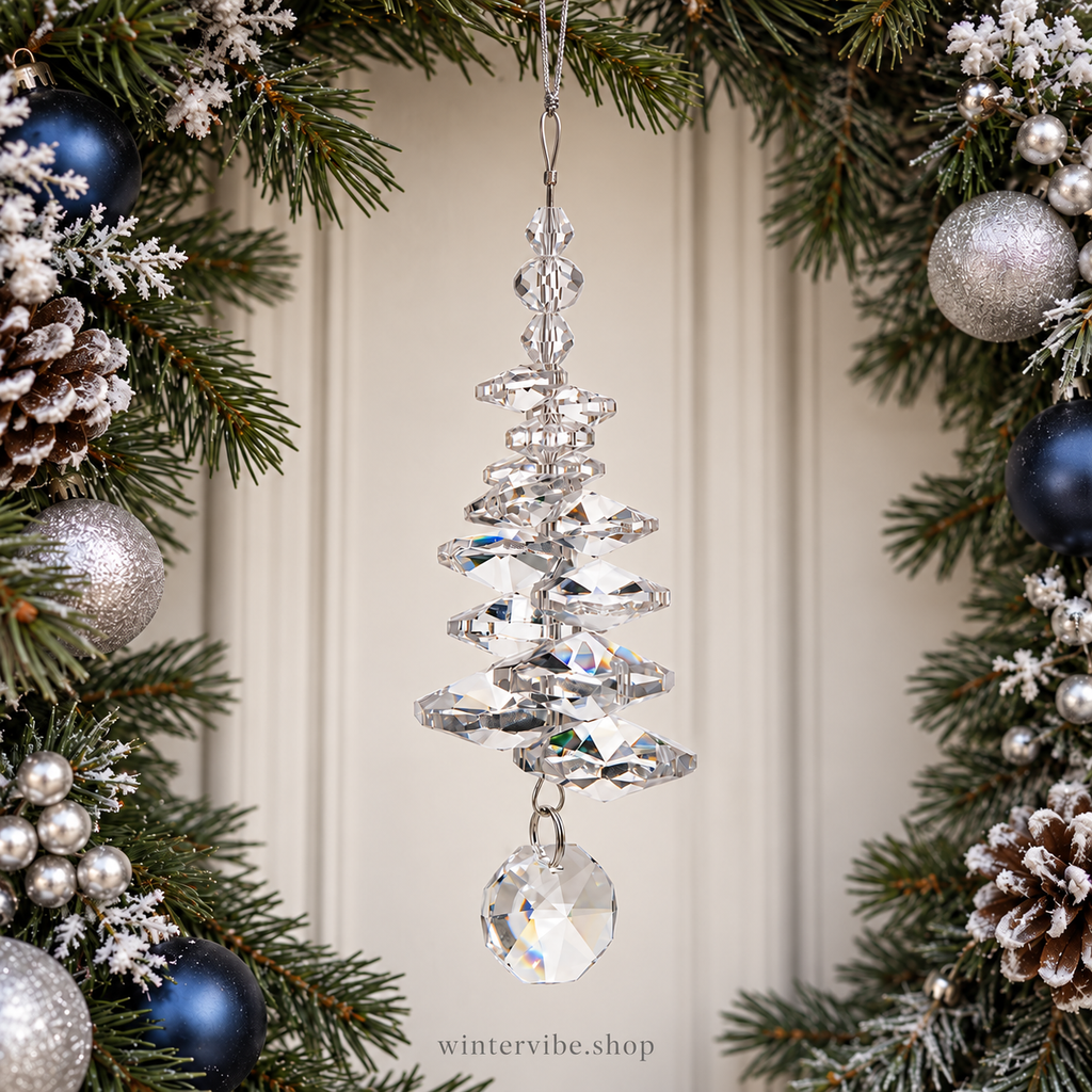 Funkelnde Weihnachtsbaum-Anhänger in Kristalloptik – 6er-Set