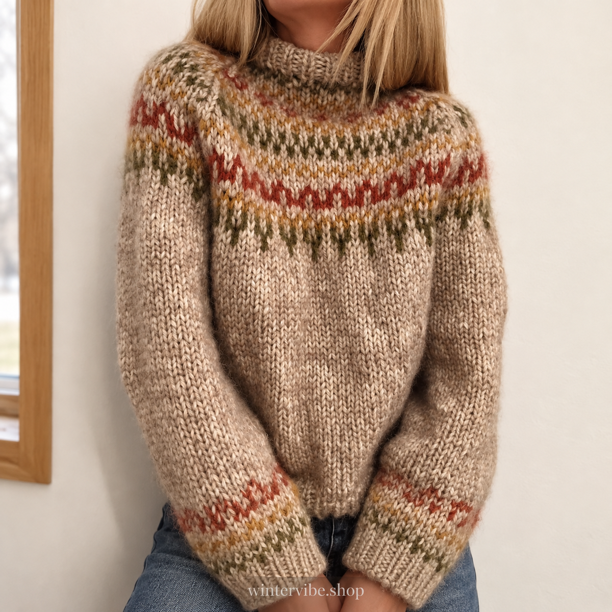 Damen-Strickpullover mit Norwegermuster – Gemütlicher Winterlook