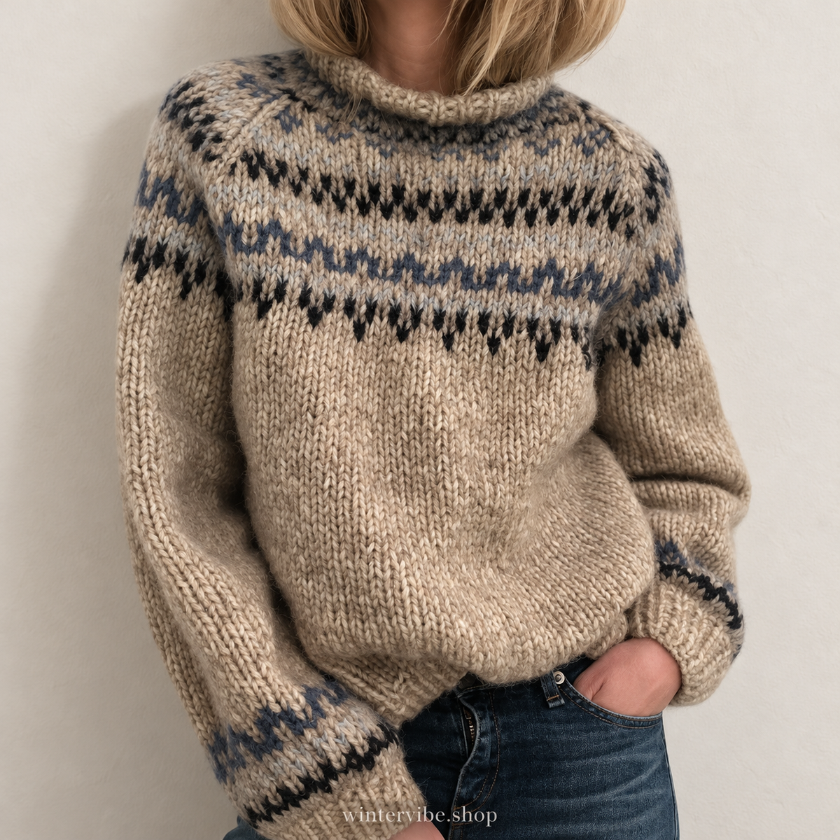 Damen-Strickpullover mit Norwegermuster – Gemütlicher Winterlook