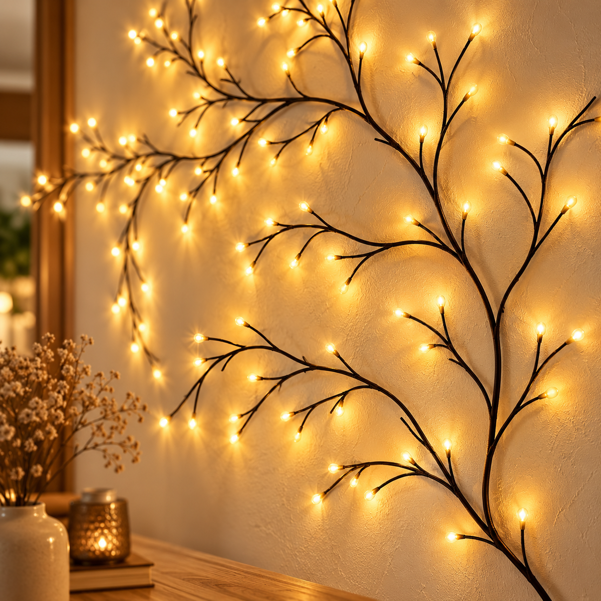 USB-LED-Lichterkette in Weinreben-Optik mit Fernbedienung ✨🌿