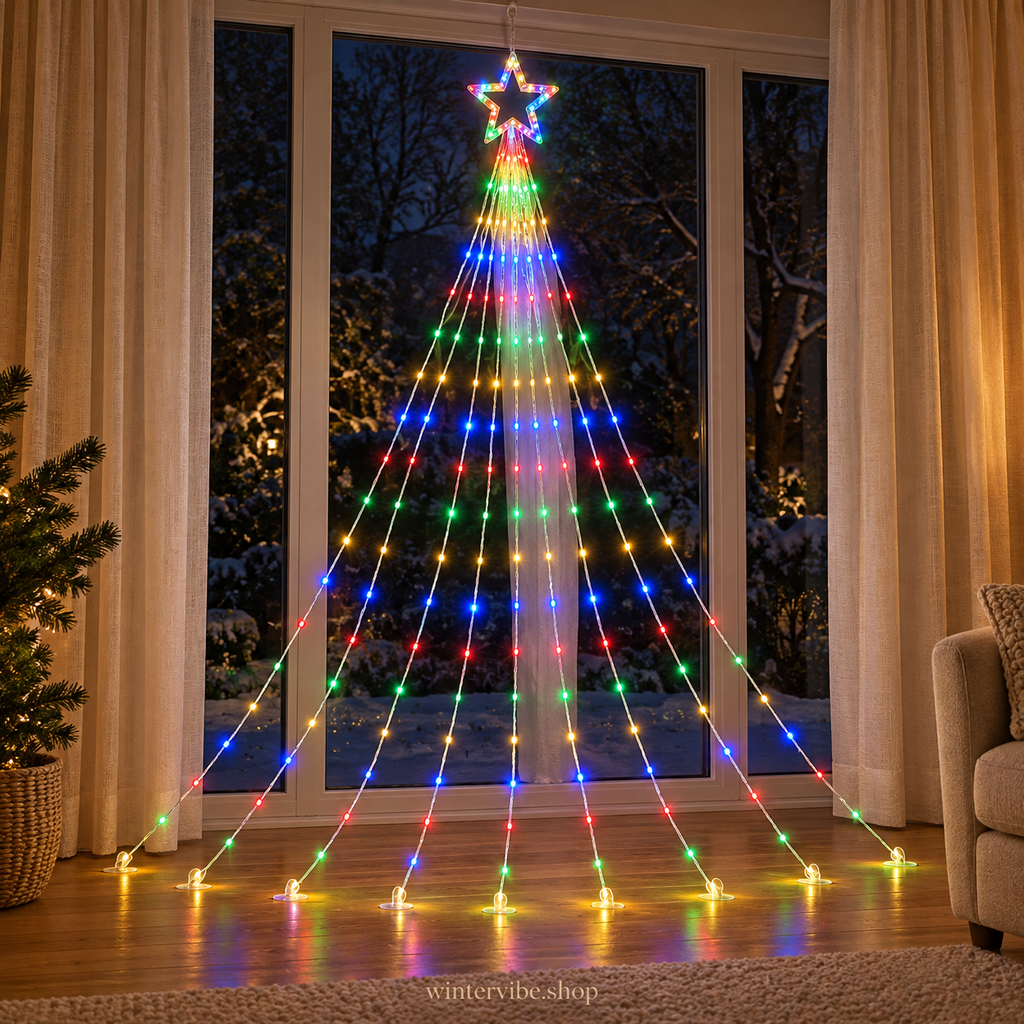 Sapin lumineux LED avec étoile – Magie de Noël pour la maison et le jardin