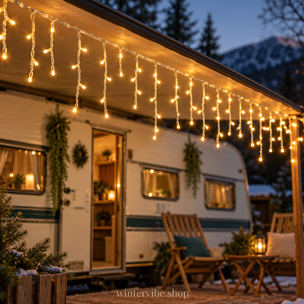 LED-Eiszapfen-Lichterkette in Warmweiß – mit 8 Leuchtmodi & Timer