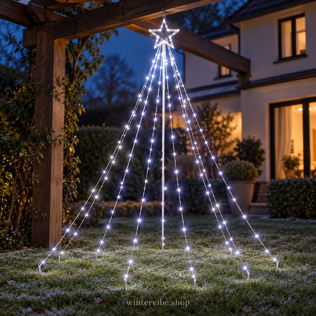 Sapin lumineux LED avec étoile – Magie de Noël pour la maison et le jardin