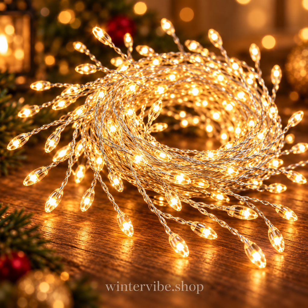LED-Büschellichterkette mit USB – Warmweißer Weihnachtszauber
