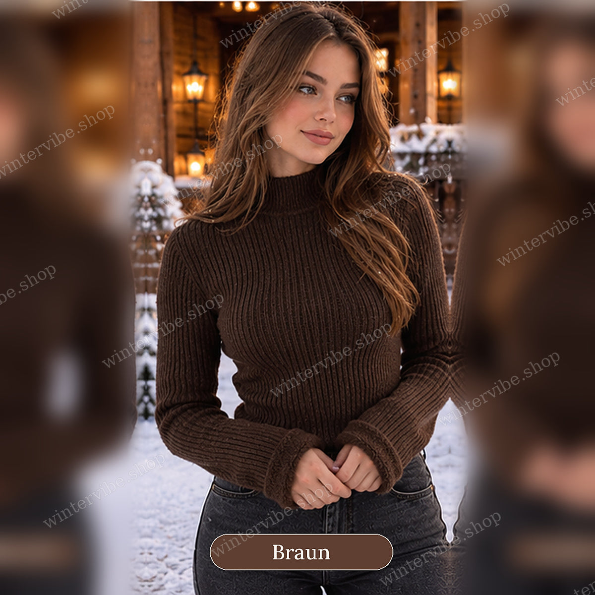 Damen-Rollkragenpullover mit Rippstrick und kuscheligem Innenfutter – Elegant & Warm durch den Winter ❄️🤍