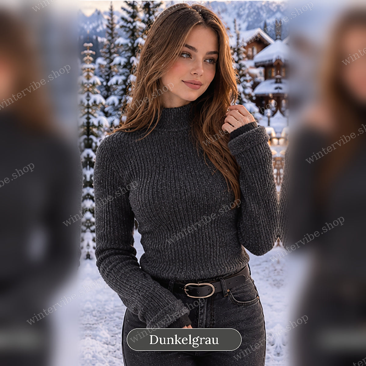 Damen-Rollkragenpullover mit Rippstrick und kuscheligem Innenfutter – Elegant & Warm durch den Winter ❄️🤍
