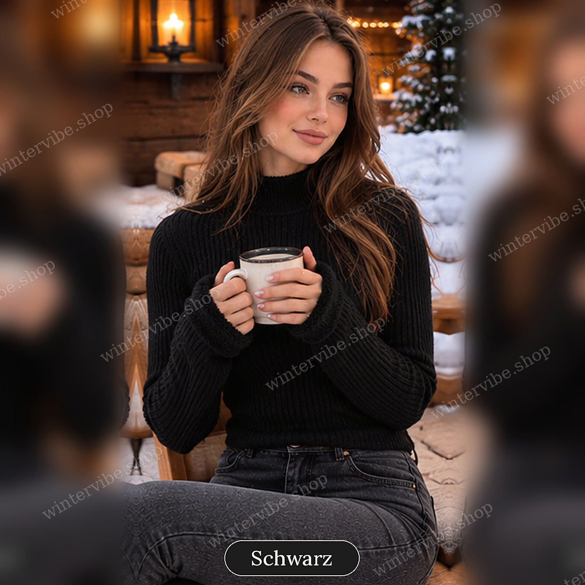 Damen-Rollkragenpullover mit Rippstrick und kuscheligem Innenfutter – Elegant & Warm durch den Winter ❄️🤍