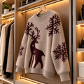 Damen-Weihnachtspullover mit Hirschmotiv & Schneeflocken – in 2 Farben