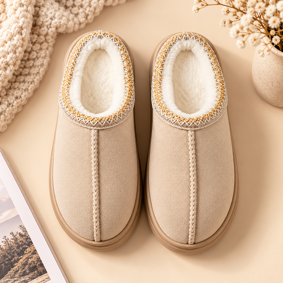 Chaussons douillets avec doublure chaude – le confort pour les journées d'hiver cocooning 🤎