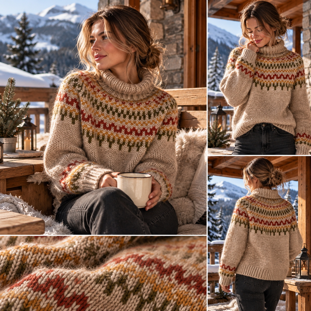 Damen-Strickpullover mit Norwegermuster – Gemütlicher Winterlook