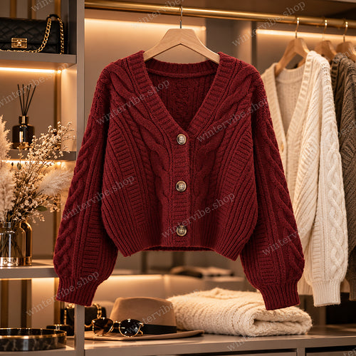 Damen Strickjacke mit Zopfmuster – Kuschelig, Elegant & Zeitlos | In 3 Farben