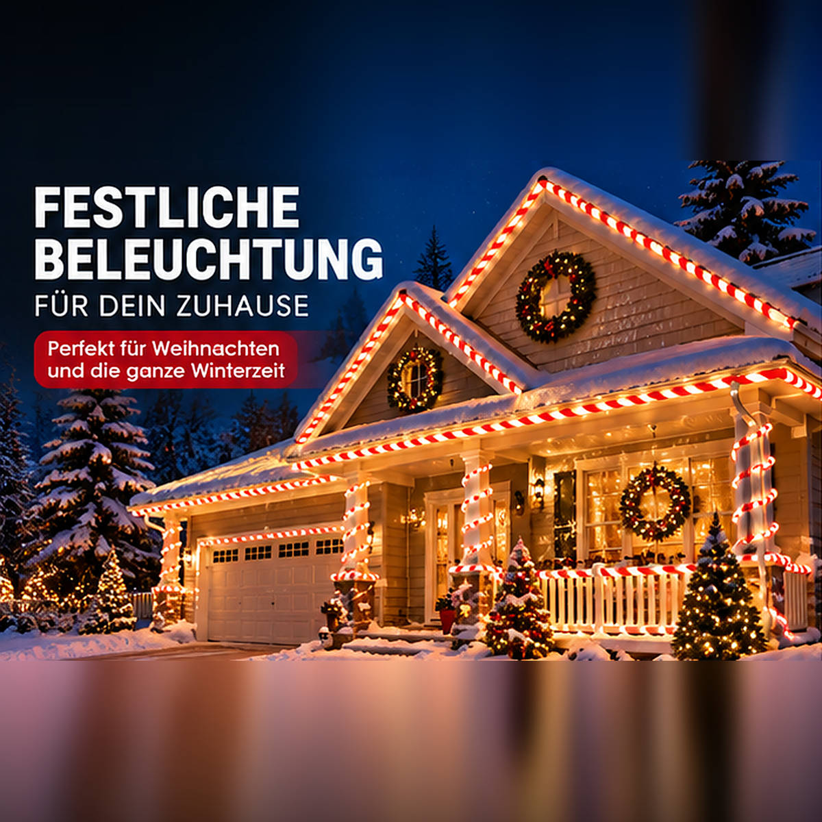🎄 LED-Zuckerstangen-Lichterkette – 12,2 m festlicher Weihnachtszauber