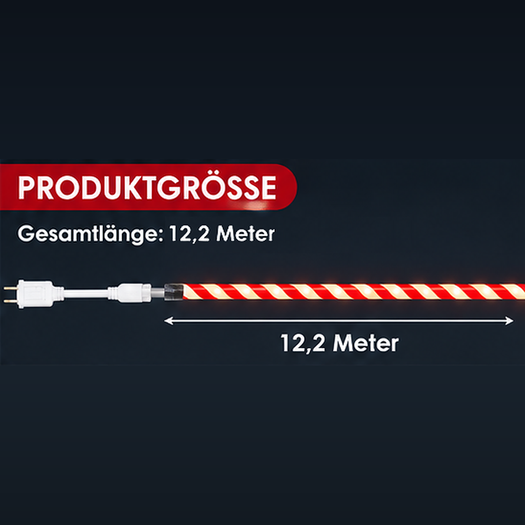 🎄 LED-Zuckerstangen-Lichterkette – 12,2 m festlicher Weihnachtszauber
