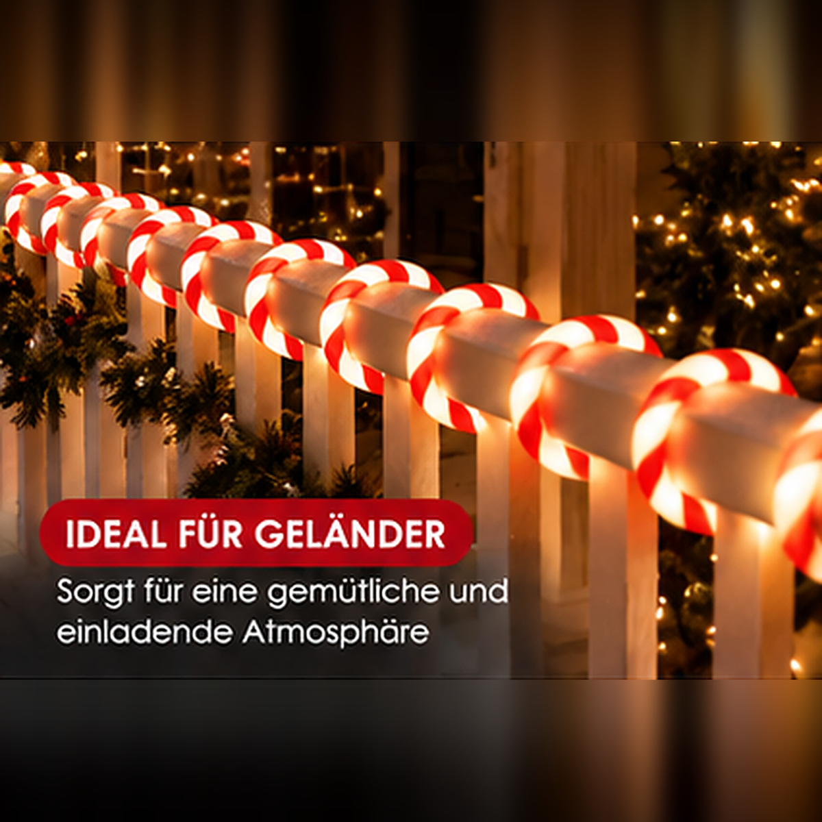 🎄 LED-Zuckerstangen-Lichterkette – 12,2 m festlicher Weihnachtszauber