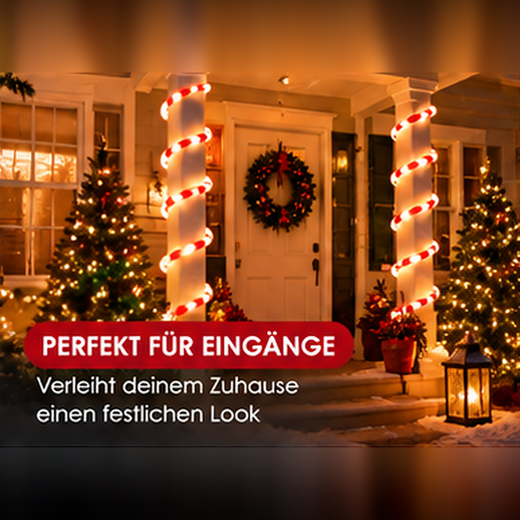 🎄 LED-Zuckerstangen-Lichterkette – 12,2 m festlicher Weihnachtszauber