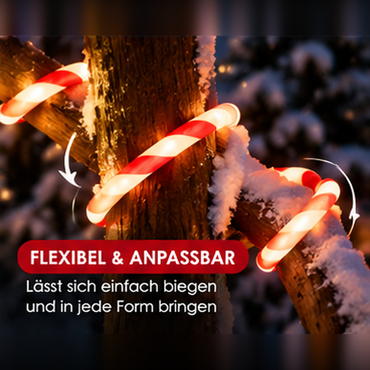 🎄 LED-Zuckerstangen-Lichterkette – 12,2 m festlicher Weihnachtszauber