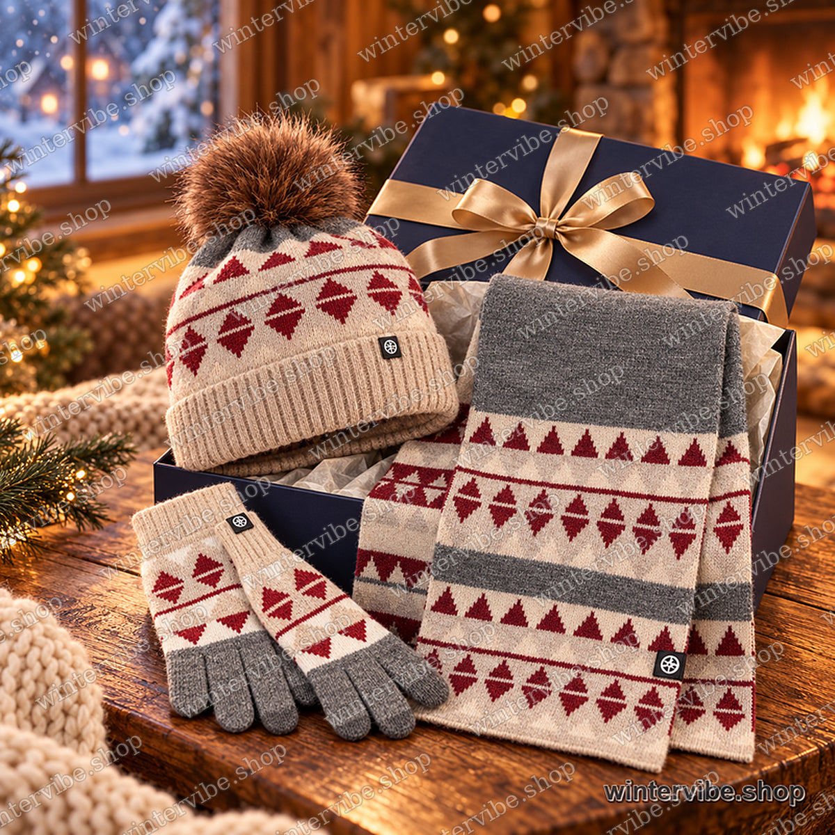 Damen-Winterset: Mütze, Schal und Handschuhe (3-teilig) ❄️🧤