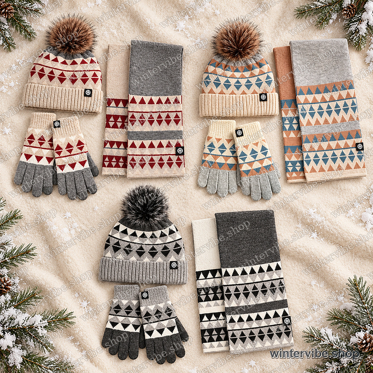Damen-Winterset: Mütze, Schal und Handschuhe (3-teilig) ❄️🧤